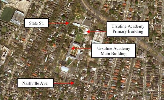 Location map of Ursuline Academy Primary Building Location map of Ursuline Academy Primary Building